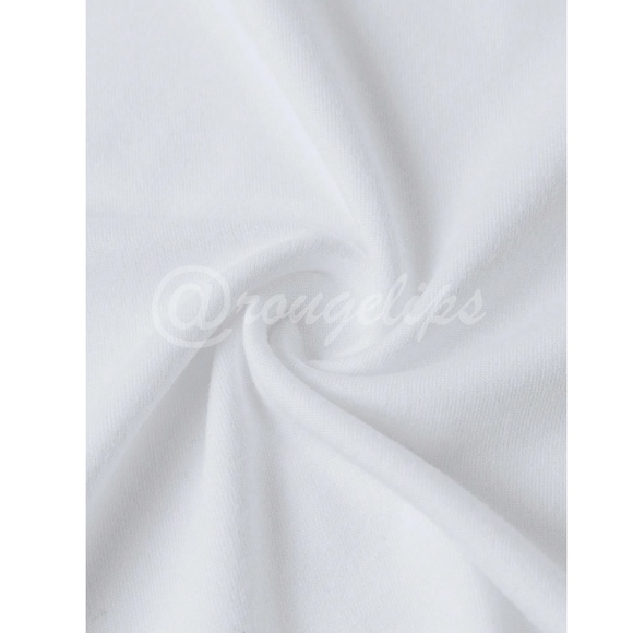 White Oversized Tee Crewneck Short Sleeve Printed Palm Tree - Picture 7 of 8